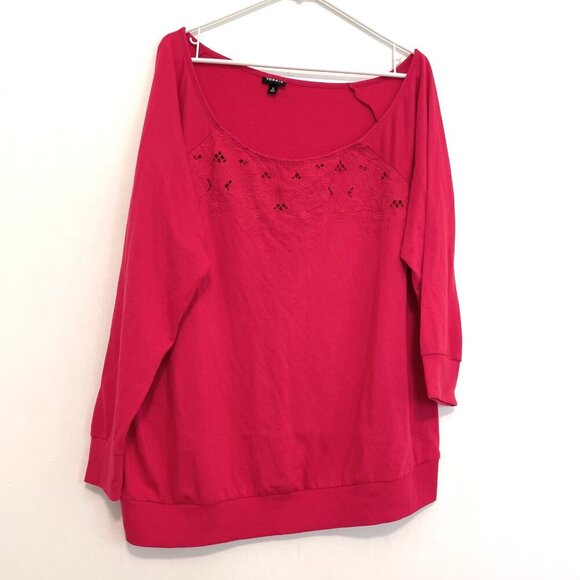 TORRID 2 Plus Size Off Shoulder Lt Weight French Terry Embroidered Sweatshirt 2X - Picture 2 of 14